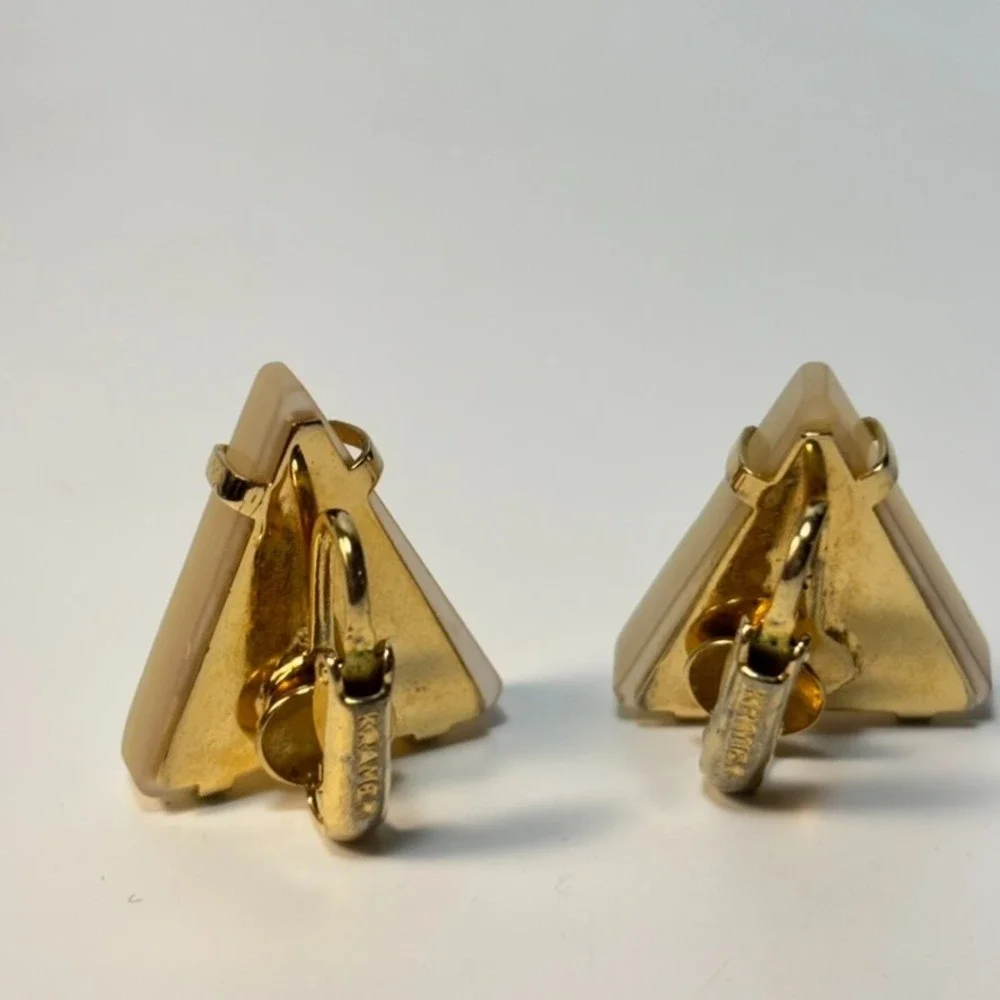 Vintage Kramer‎ Earrings Lucite Gold Tone
